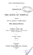 Heimskringla, or the Chronicle of the Kings of Nor